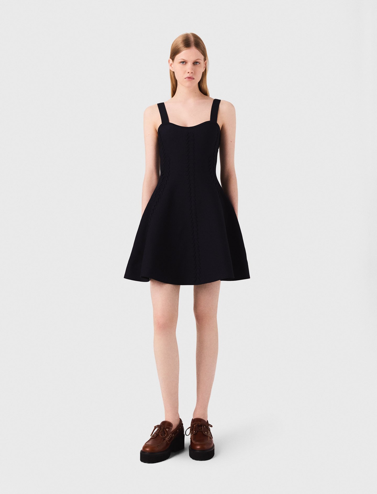 Woman's polyester Short knitted babydoll dress for Fall/Winter, size Large, in color Navy / Blue