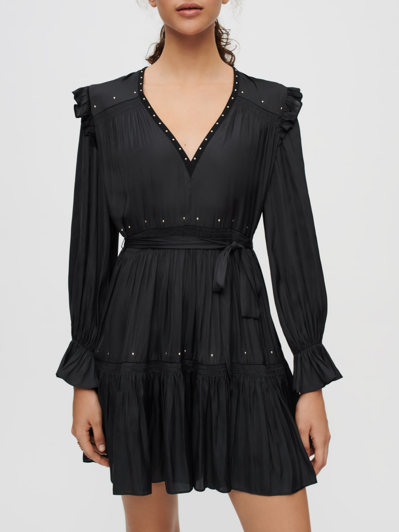 maje satin dress with braided straps Satin-look maxi dress