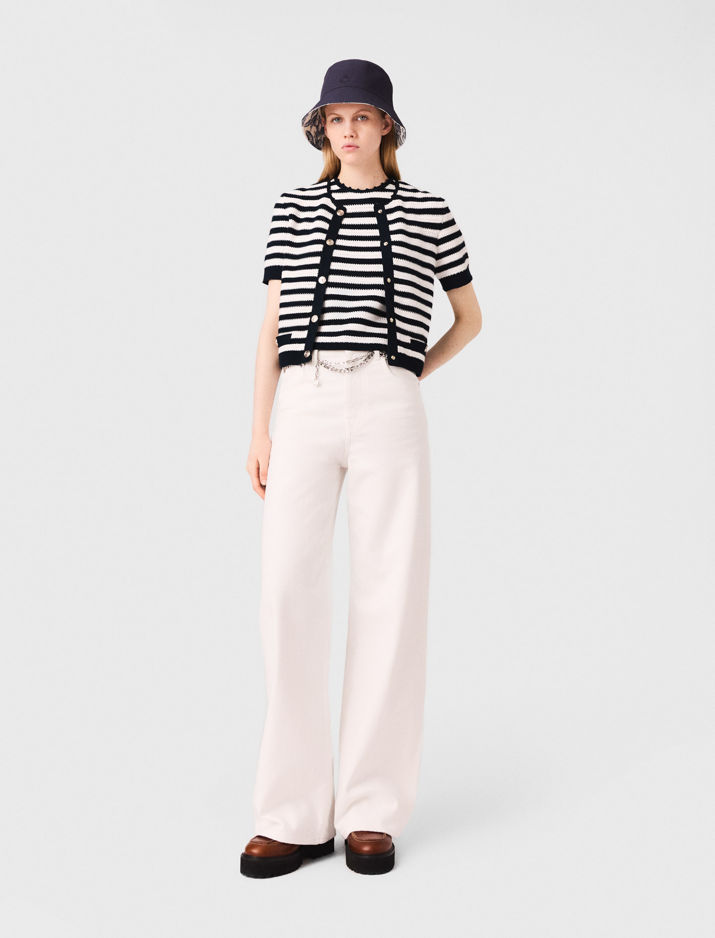 Maje Cropped Crochet Cardigan
