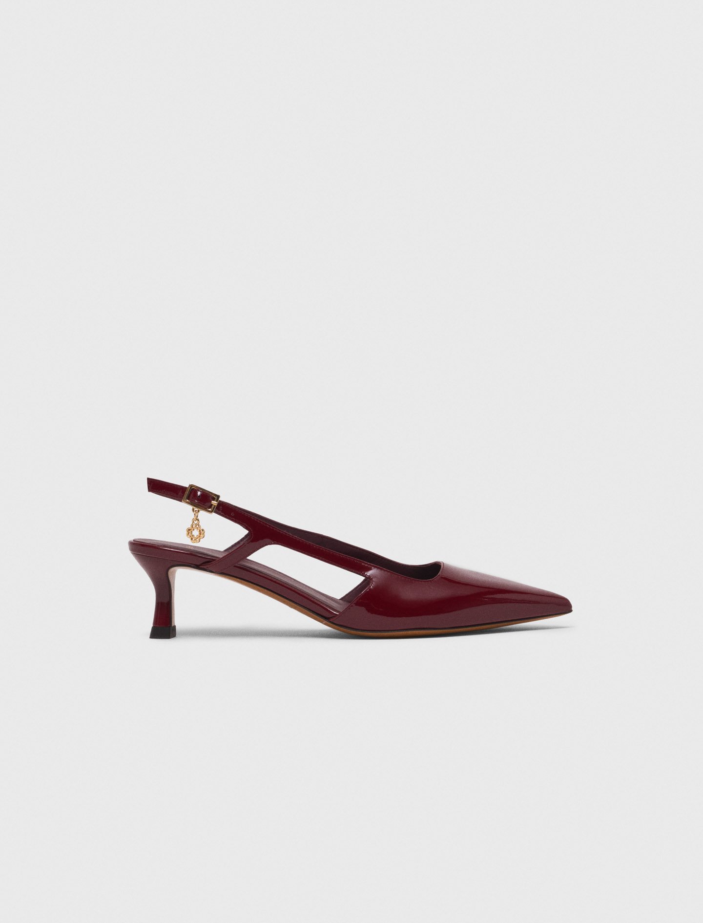 Woman's leather Patent leather slingback pumps for Fall/Winter, size 10.5, in color Burgundy /