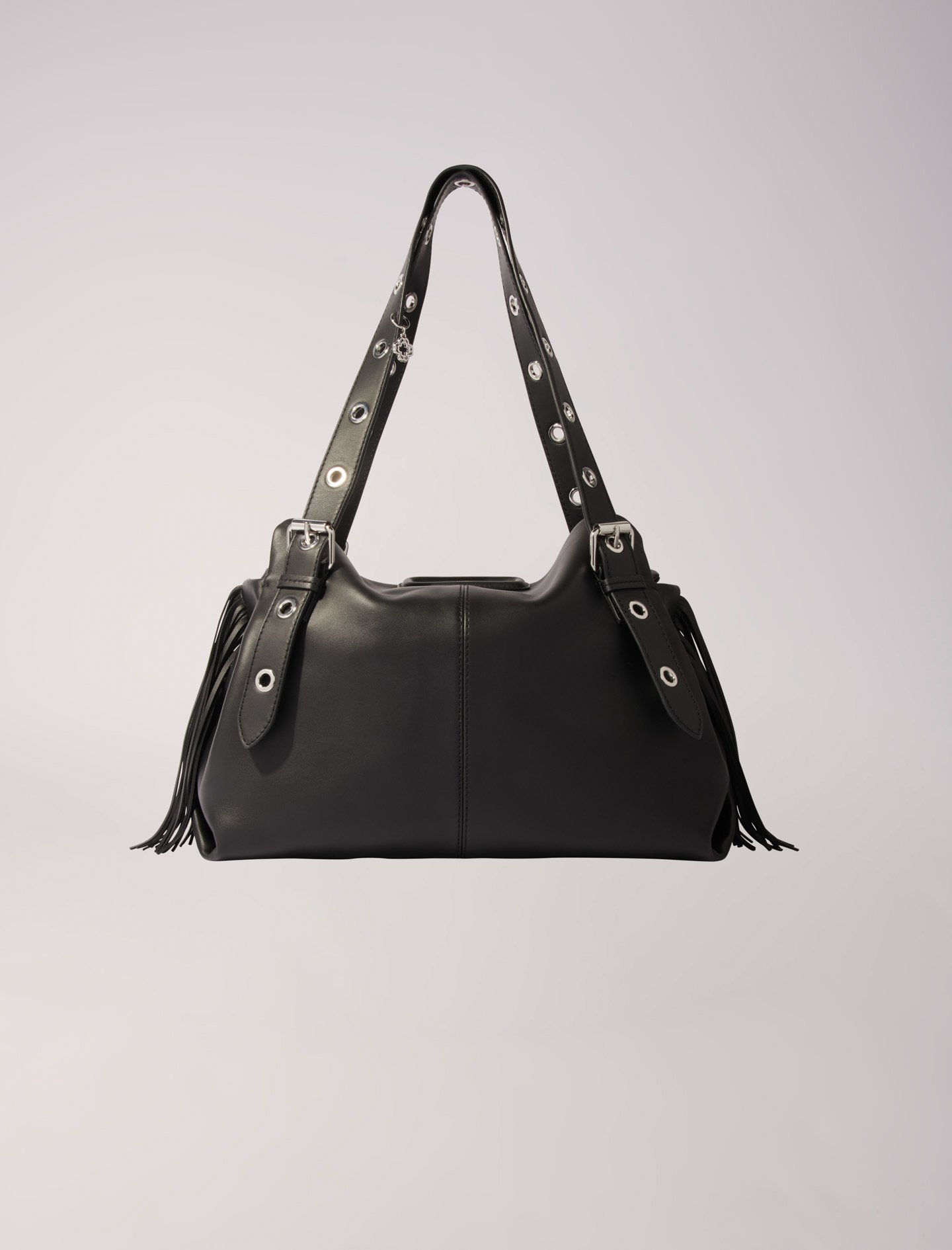 Woman's polyester Leather: Plain leather Miss M XL bag for Fall/Winter, size Woman-All Bags-OS (ONE SIZE), in color Black / Black