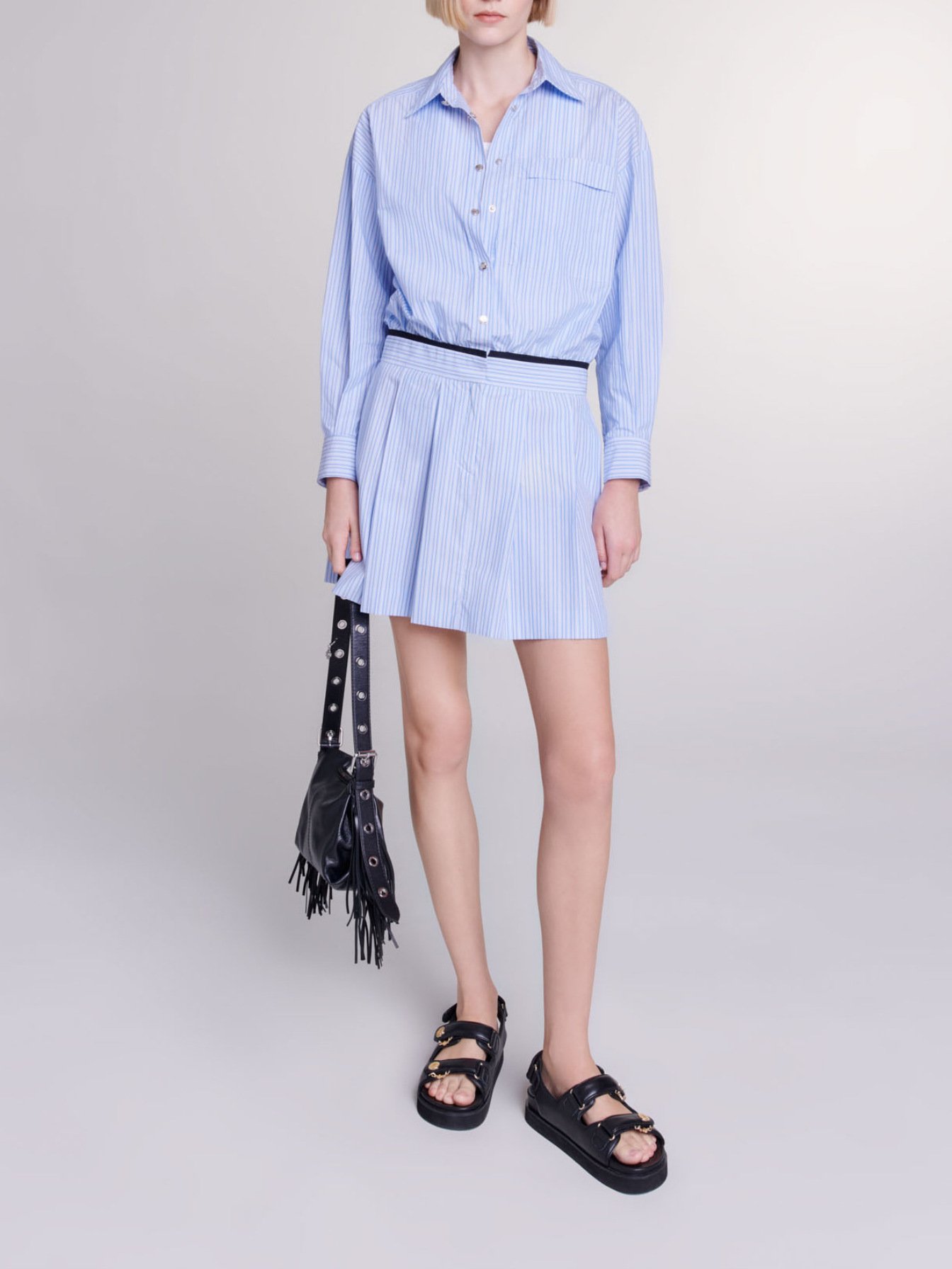 Maje Woman's cotton Short shirt dress for Spring/Summer, in color Blue / Blue
