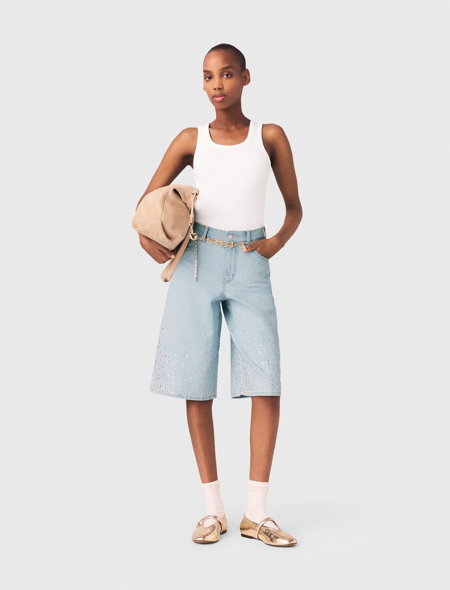 Maje Rhinestone Bermuda shorts